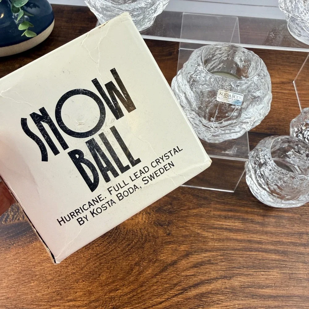 Kosta Boda Snowball Crystal Candle Holders Set of 7 Ann Wolff Sweden